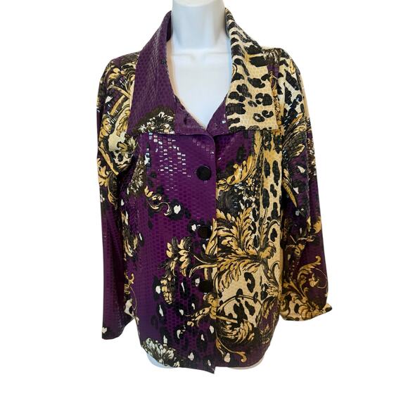 Vintage Simonton Says Designed by George Simonton Shiny Button Down Blouse M - Picture 1 of 16